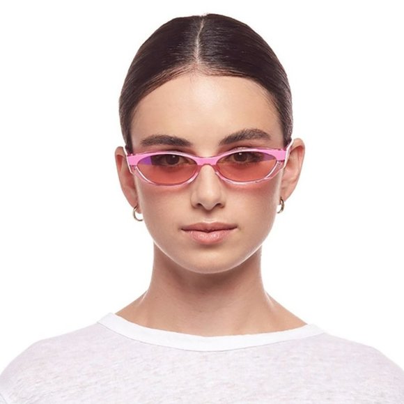 EUC Adam Selman x Le Specs The Crush pink mirror splice lens sunglasses - Picture 1 of 12